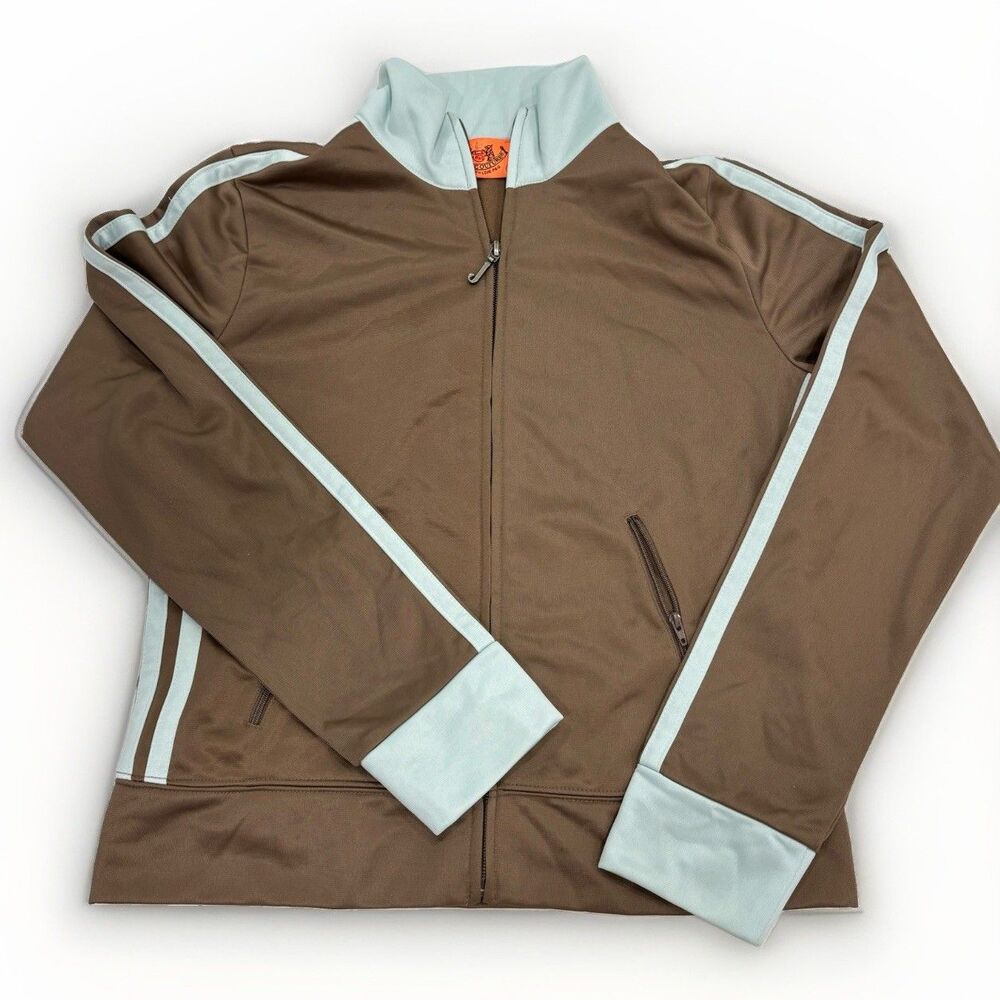 Juicy Couture Track Jacket Womens Size Small Brown Blue Orange Tag Y2K 00s